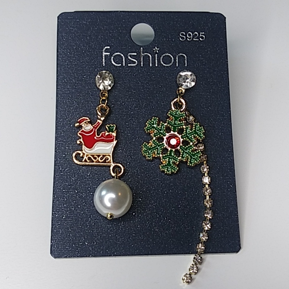 Winter snowflake/Santa Small dangle earrings